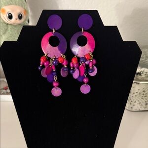Vintage Purple and Pink Dangle Earrings